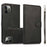 For iPhone 16 Pro Max Case Magnetic Detachable 2-in-1 Wallet Stand PU Leather Phone Cover - Black - 1