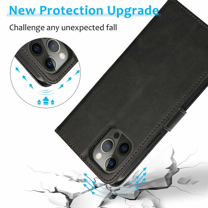 For iPhone 16 Pro Max Case Magnetic Detachable 2-in-1 Wallet Stand PU Leather Phone Cover - Black - 5