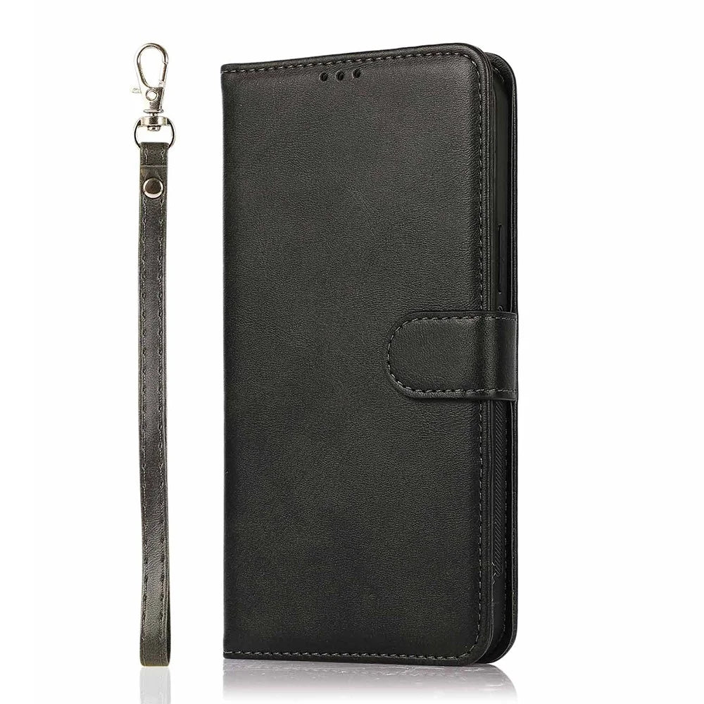 For iPhone 16 Pro Case Magnetic Detachable 2-in-1 Wallet Stand PU Leather Phone Cover - Black - 7