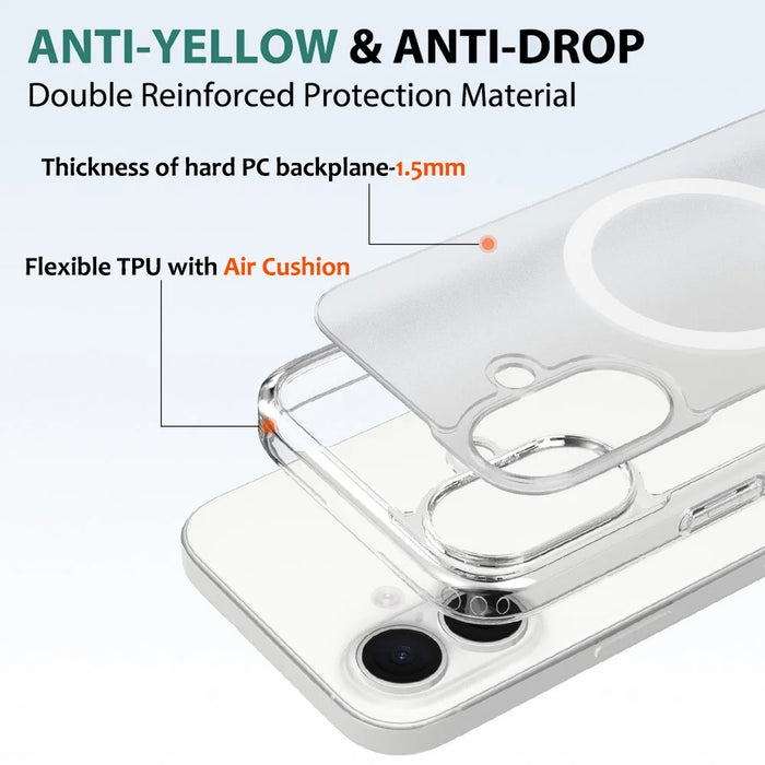 For iPhone 16 Case Compatible with MagSafe TPU + Acrylic Phone Cover with Camera Control Button - 6