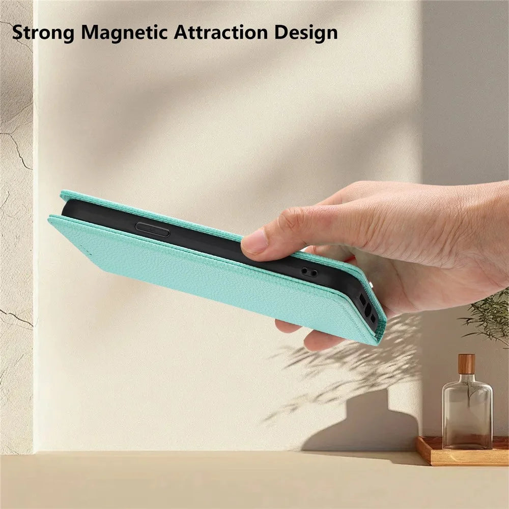 For Samsung Galaxy S25 / S24 Wallet Case RFID Blocking Litchi Texture Leather Mobile Cover - Mint Green - 4