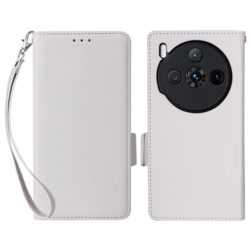 For ZTE nubia Z60S Pro 5G Case with Wrist Strap Litchi Texture PU Leather Wallet Phone Cover - White - 1