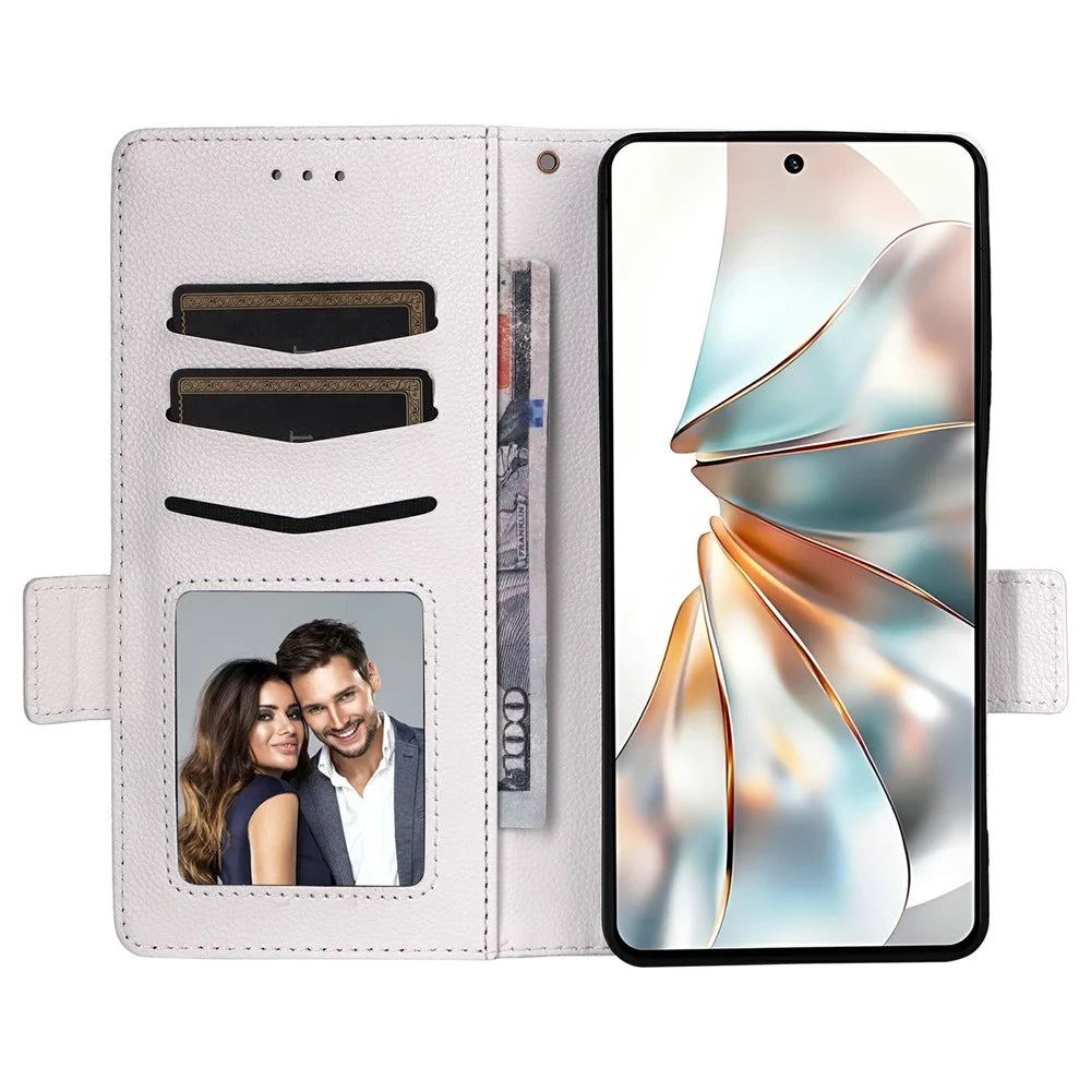 For ZTE nubia Z60S Pro 5G Case with Wrist Strap Litchi Texture PU Leather Wallet Phone Cover - White - 2
