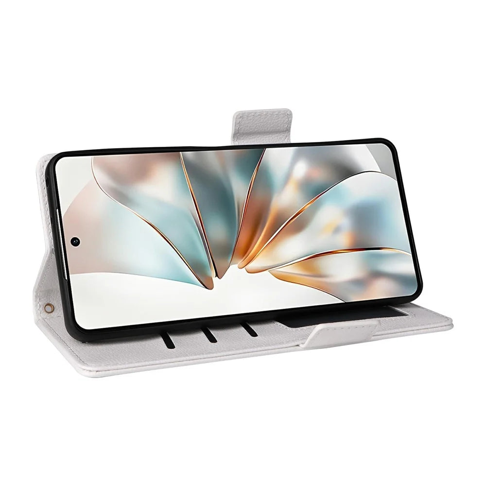 For ZTE nubia Z60S Pro 5G Case with Wrist Strap Litchi Texture PU Leather Wallet Phone Cover - White - 4