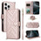 For iPhone 16 Pro Wallet Case with Shoulder / Wrist Strap Leather Phone Cover Stand - Pink - 1