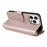 For iPhone 16 Pro Max Wallet Case with Shoulder / Wrist Strap Leather Phone Cover Stand - Pink - 6