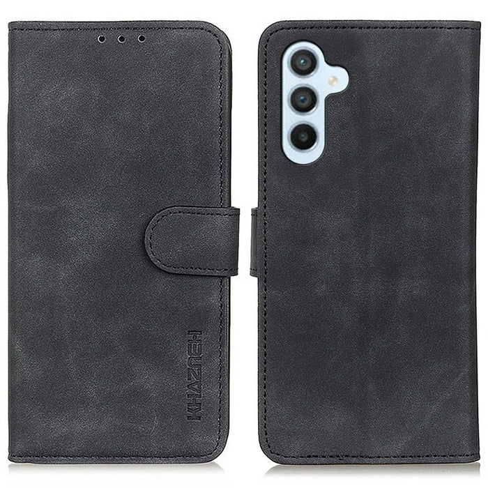 KHAZNEH For Samsung Galaxy A36 5G Case PU Leather Retro Texture Phone Cover - Black - 1