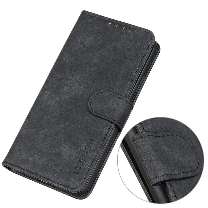 KHAZNEH For Samsung Galaxy A36 5G Case PU Leather Retro Texture Phone Cover - Black - 4
