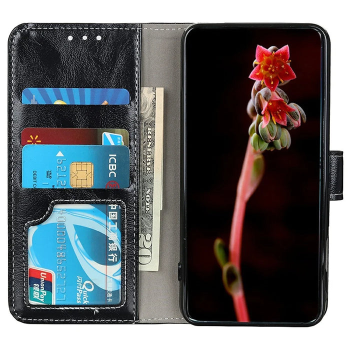 For Samsung Galaxy A36 5G Leather Case Wallet Phone Cover Crazy Horse Texture - Black - 3