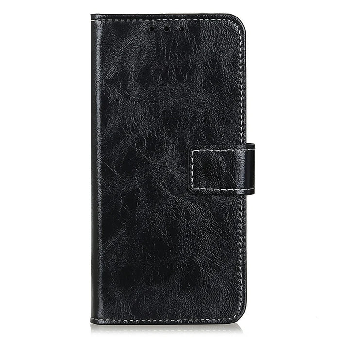 For Samsung Galaxy A36 5G Leather Case Wallet Phone Cover Crazy Horse Texture - Black - 6