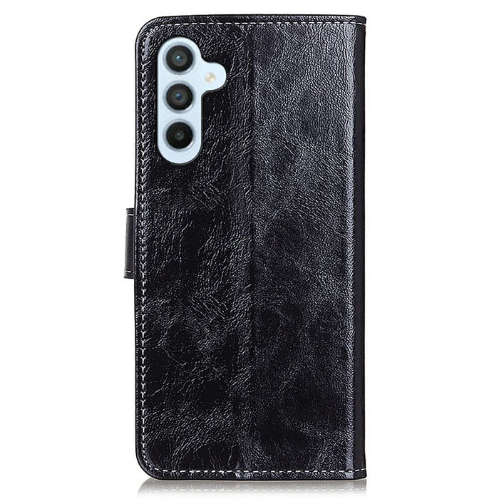 For Samsung Galaxy A36 5G Leather Case Wallet Phone Cover Crazy Horse Texture - Black - 7
