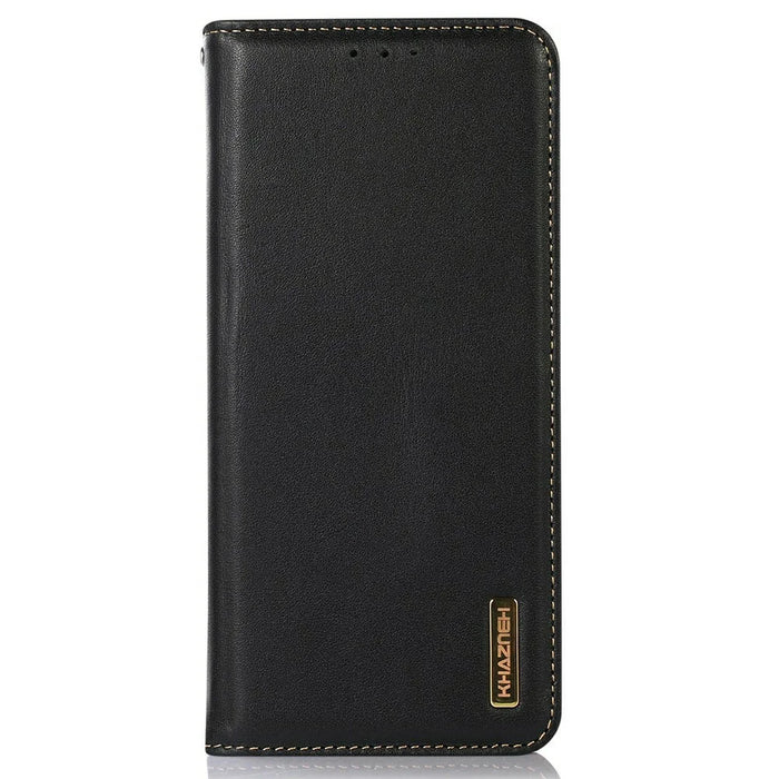 KHAZNEH For Google Pixel 9a Case Genuine Cow Leather Wallet Phone Cover Nappa Texture - Black - 6