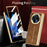For vivo X Fold3 Pro Phone Case with Tempered Glass Film Electroplating Leather+PC Mobile Cover - Brown - 5