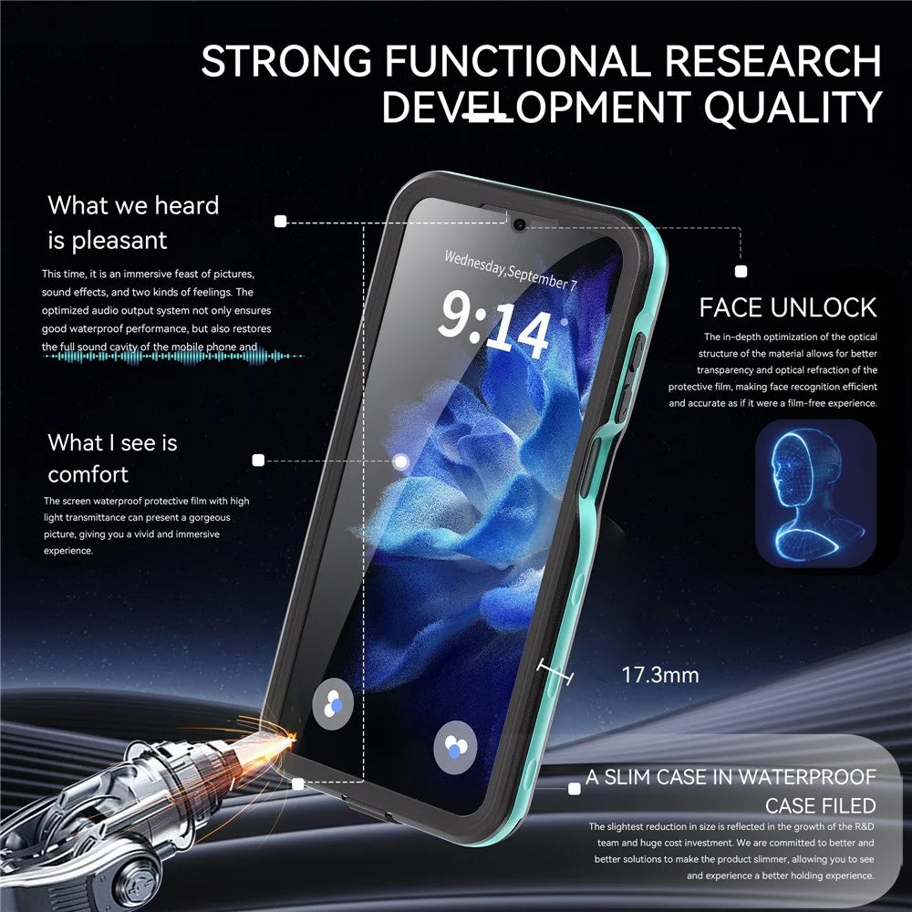 REDPEPPER For Samsung Galaxy A16 5G / 4G Case IP68 Waterproof PC+TPU Phone Cover - Blue - 4