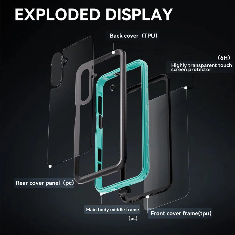 REDPEPPER For Samsung Galaxy A16 5G / 4G Case IP68 Waterproof PC+TPU Phone Cover - Blue - 5