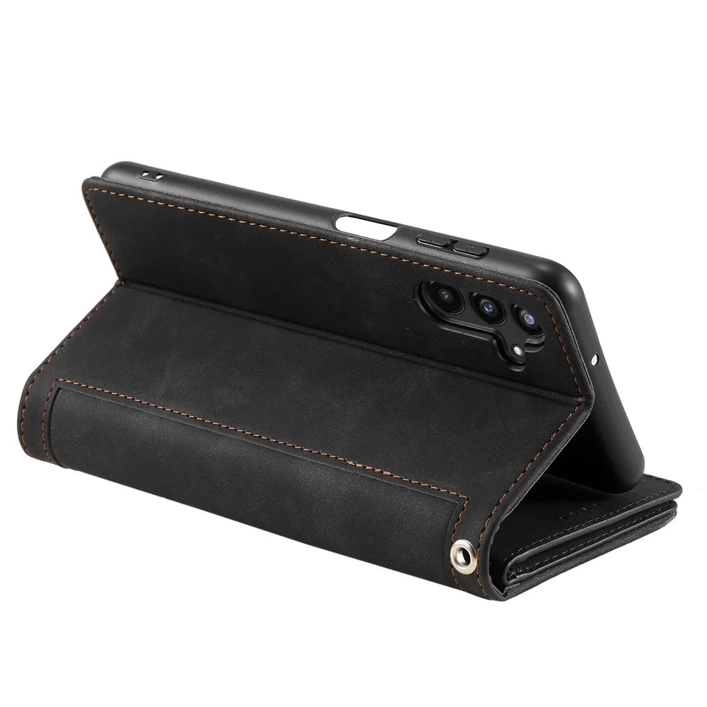 For Samsung Galaxy A56 5G Case PU Leather Phone Cover with Zipper Wallet 9 Card Slots - Black - 4