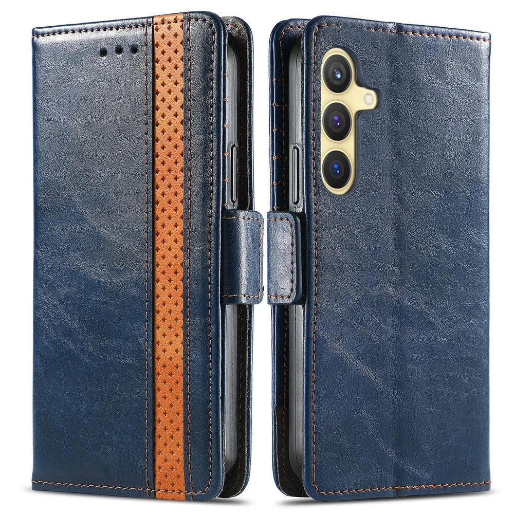 CASENEO For Samsung Galaxy S25 Phone Cases  PU Leather Cover Stand with RFID Blocking Wallet - Dark Blue - 2