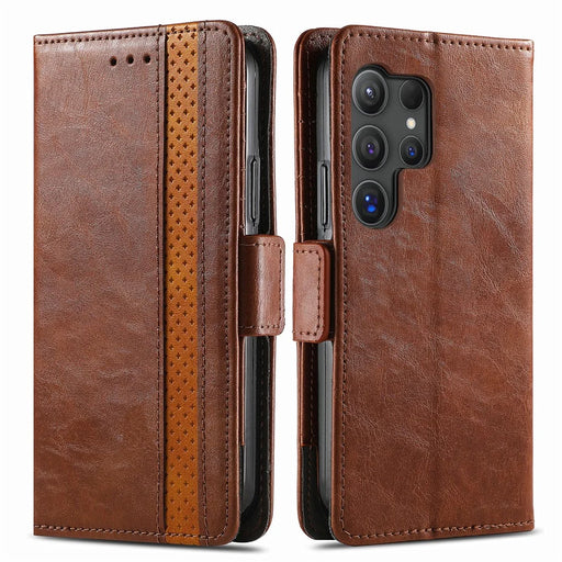 CASENEO For Samsung Galaxy S25 Ultra Phone Cases  PU Leather Cover Stand with RFID Blocking Wallet - Dark Brown - 2