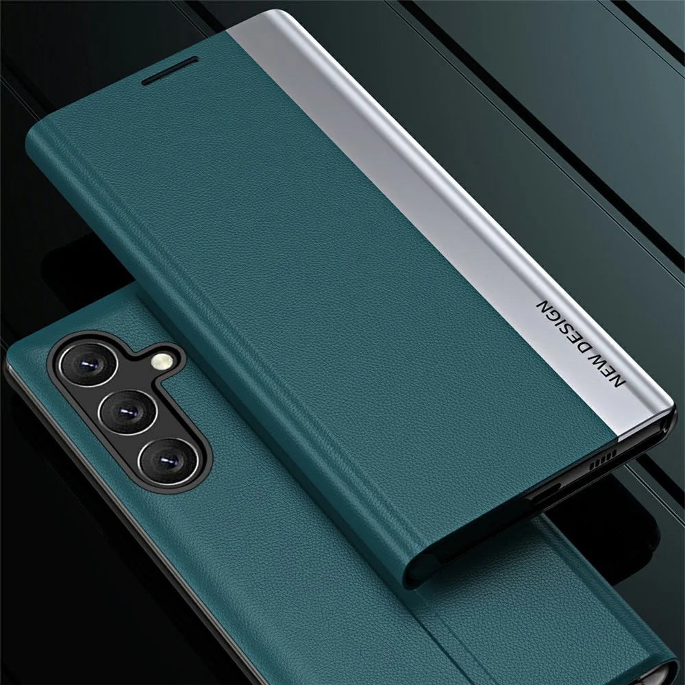 For Samsung Galaxy A36 5G Case Anti-Drop Leather Phone Cover with Stand - Green - 4