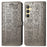 For Samsung Galaxy S25 Leather Wallet Case Flip Phone Cover with Cute Cat Dog Pattern - Grey - 2