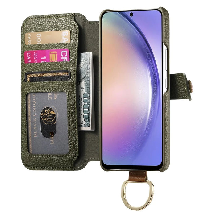 For Samsung Galaxy A05 4G Case RFID Blocking Zipper Wallet PU Leather Mobile Cover - Green - 2