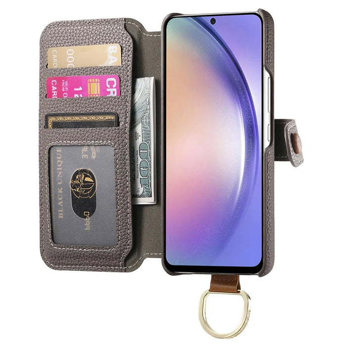 For Samsung Galaxy A05s 4G Case RFID Blocking Zipper Wallet PU Leather Mobile Cover - Grey - 2