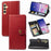 For Samsung Galaxy S25+ Case Leather Phone Case Wallet Stand Cover with Wrist Strap - Red - 4