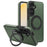 For Samsung Galaxy S24 FE Case with Ring Kickstand Magnetic Case PU Leather Back Cover - Dark Green - 1