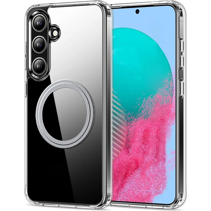 For Samsung Galaxy S25 Phone Magnetic Case TPU+PC Clear Back Cover - 1