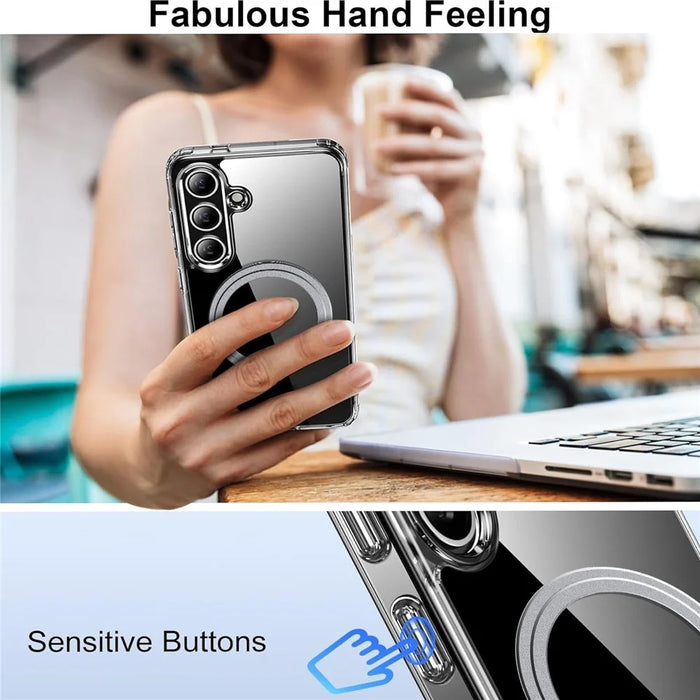 For Samsung Galaxy S25 Phone Magnetic Case TPU+PC Clear Back Cover - 4