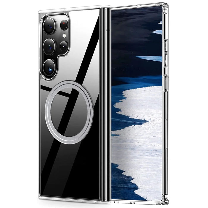 For Samsung Galaxy S24 Ultra Phone Magnetic Case TPU+PC Clear Back Cover - 1