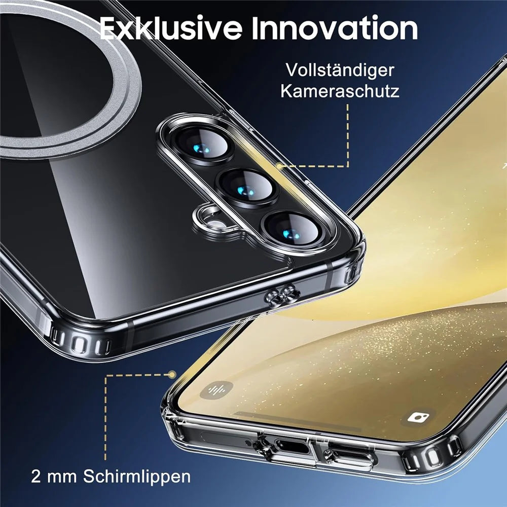 For Samsung Galaxy S24+ Phone Magnetic Case TPU+PC Clear Back Cover - 6