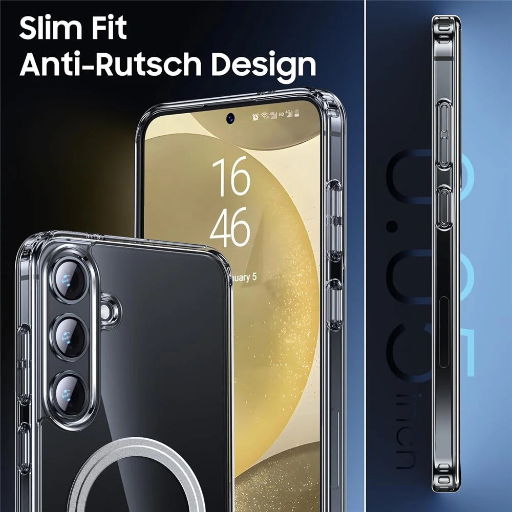 For Samsung Galaxy S24 Phone Magnetic Case TPU+PC Clear Back Cover - 3