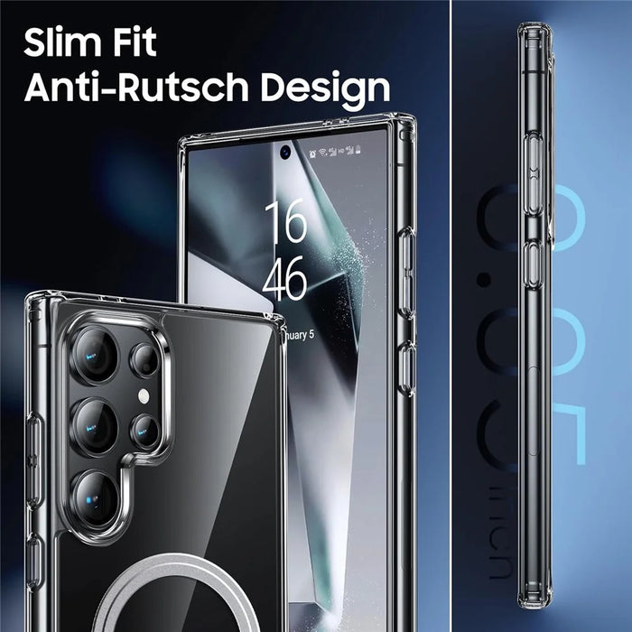 For Samsung Galaxy S23 Ultra Phone Case Magnetic Case TPU+PC Clear Back Cover - 4