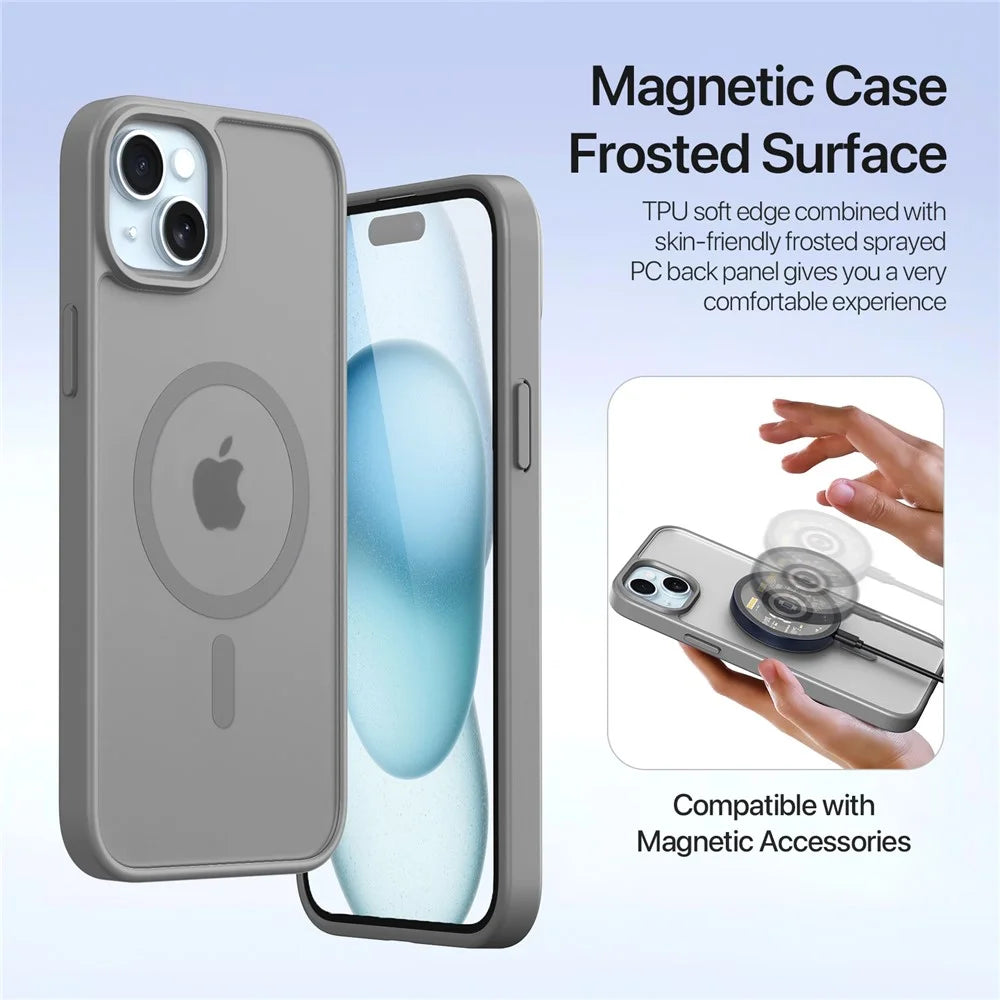 DUX DUCIS For iPhone 15 Plus Case  Lawa Series Detachable Magnetic Cowhide Leather Cover Zipper Wallet - Grey - 6