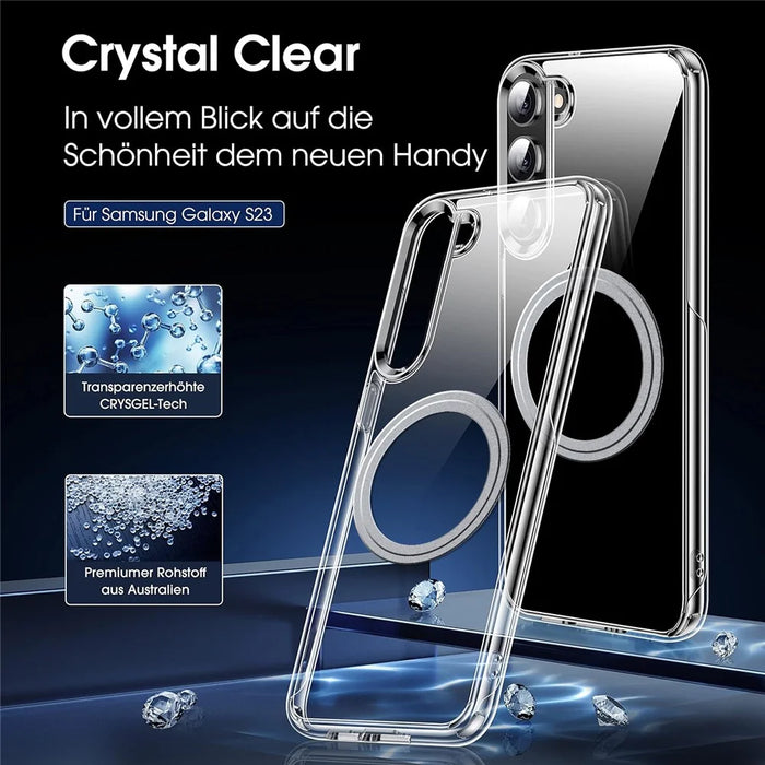 For Samsung Galaxy S23 Phone Magnetic Case TPU+PC Clear Back Cover - 2
