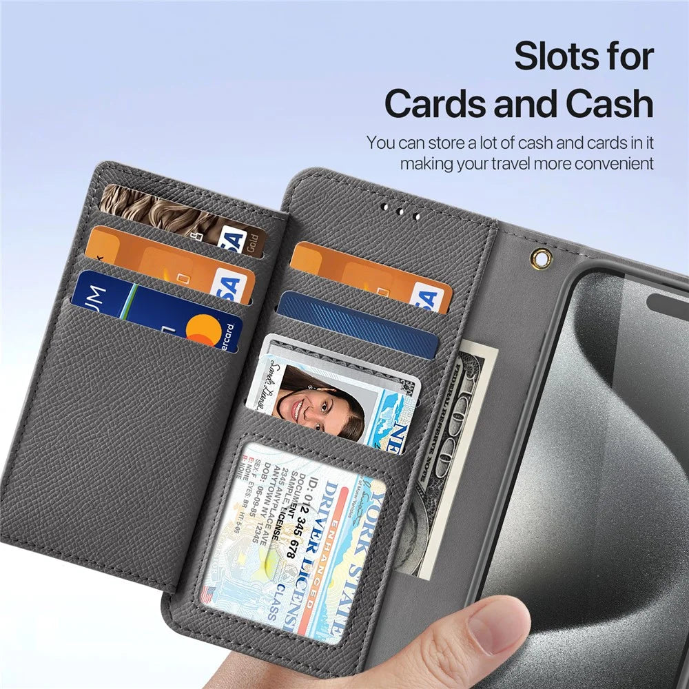 DUX DUCIS For iPhone 15 Pro Max Case  Lawa Series Detachable Magnetic Cowhide Leather Cover Zipper Wallet - Grey - 7