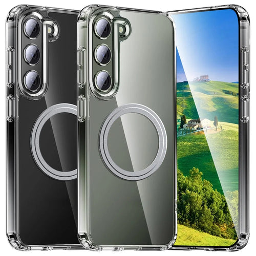 For Samsung Galaxy S23+ Phone Magnetic Case TPU+PC Clear Back Cover - 1
