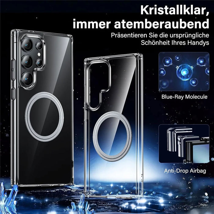 For Samsung Galaxy S22 Ultra 5G Phone Magnetic Case TPU+PC Clear Back Cover - 2