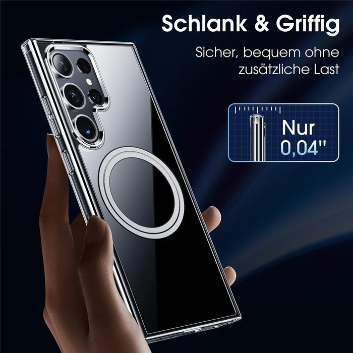 For Samsung Galaxy S22 Ultra 5G Phone Magnetic Case TPU+PC Clear Back Cover - 3