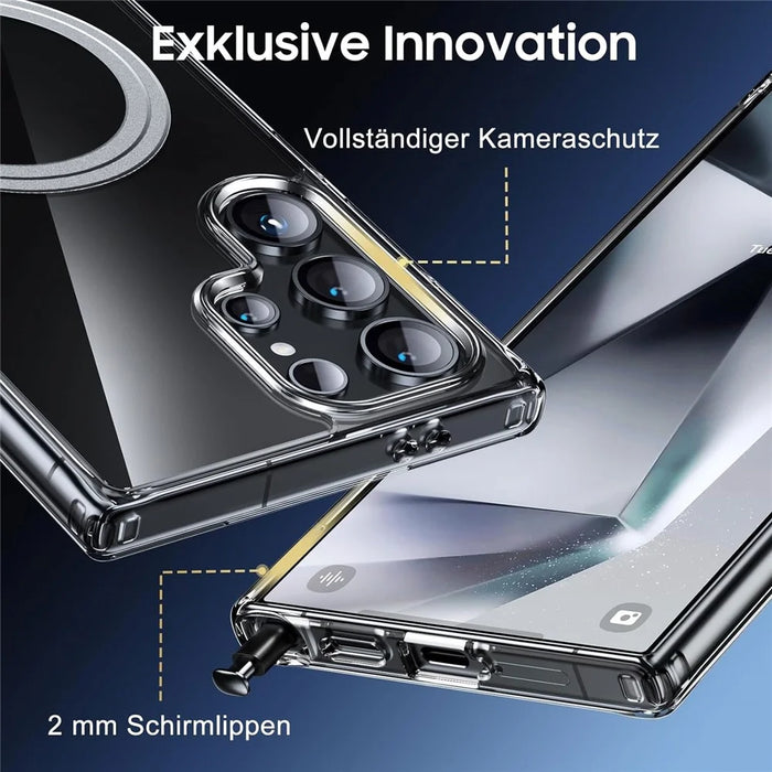 For Samsung Galaxy S22 Ultra 5G Phone Magnetic Case TPU+PC Clear Back Cover - 5