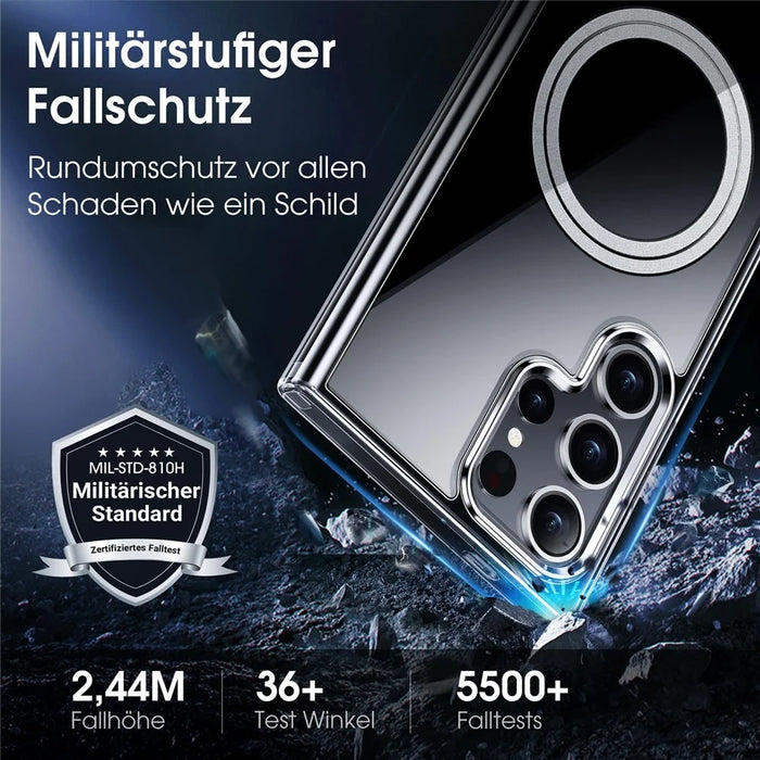 For Samsung Galaxy S22 Ultra 5G Phone Magnetic Case TPU+PC Clear Back Cover - 6