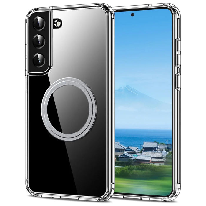 For Samsung Galaxy S22 5G Phone Magnetic Case TPU+PC Clear Back Cover - 1