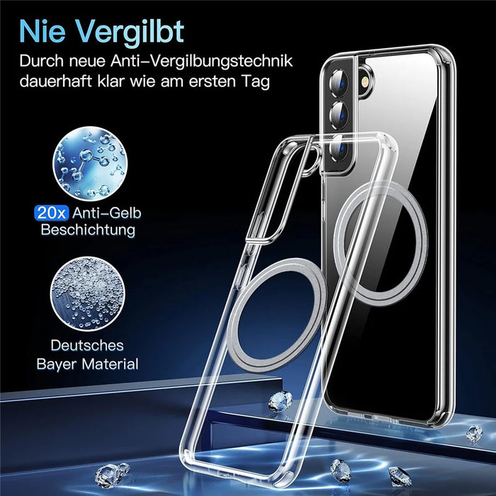 For Samsung Galaxy S22 5G Phone Magnetic Case TPU+PC Clear Back Cover - 2