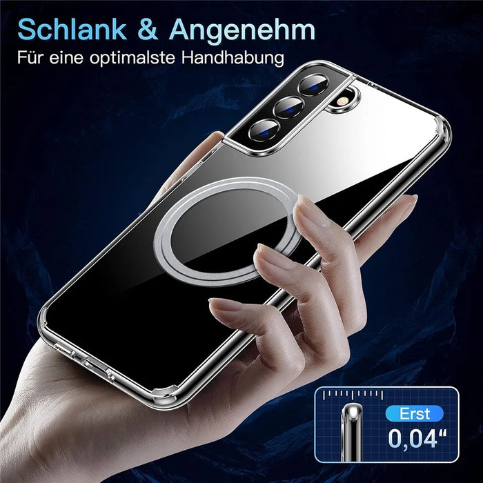 For Samsung Galaxy S22 5G Phone Magnetic Case TPU+PC Clear Back Cover - 4