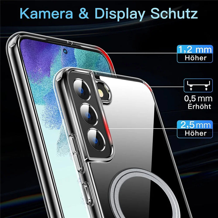 For Samsung Galaxy S22 5G Phone Magnetic Case TPU+PC Clear Back Cover - 5