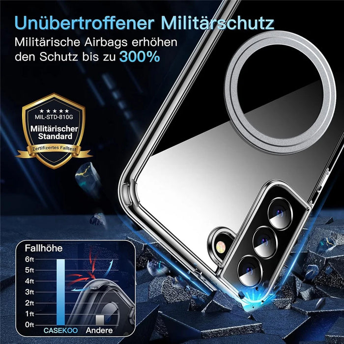 For Samsung Galaxy S22 5G Phone Magnetic Case TPU+PC Clear Back Cover - 6