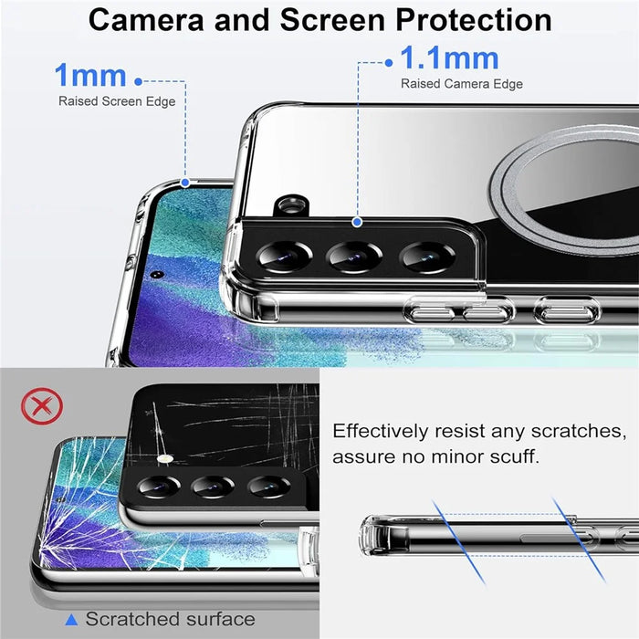 For Samsung Galaxy S22 5G Phone Magnetic Case TPU+PC Clear Back Cover - 7