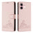 For iPhone 16 Case with Strap RFID Blocking Leather Wallet Phone Cover Cat Mouse Pattern - Pink - 2