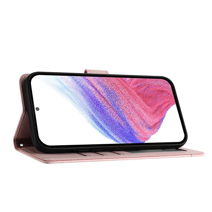 For Google Pixel 9a Case with Strap RFID Blocking Leather Wallet Phone Cover Cat Mouse Pattern - Pink - 4